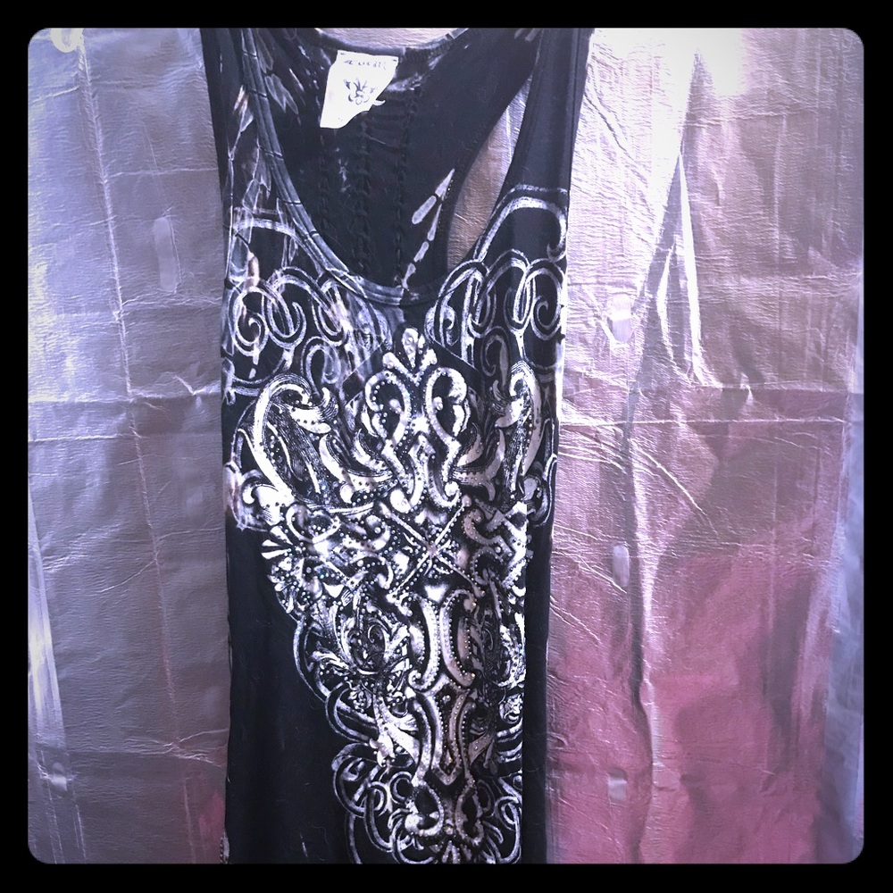 Vocal women’s tunic racerback with crystals